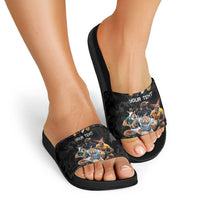 Custom Rugby Southern Hemisphere Slide Sandals Argentina AUNZ South Africa Mascot Black - Polynesian Pride