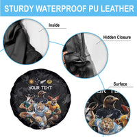 Custom Rugby Southern Hemisphere Spare Tire Cover Argentina AUNZ South Africa Mascot Black - Polynesian Pride