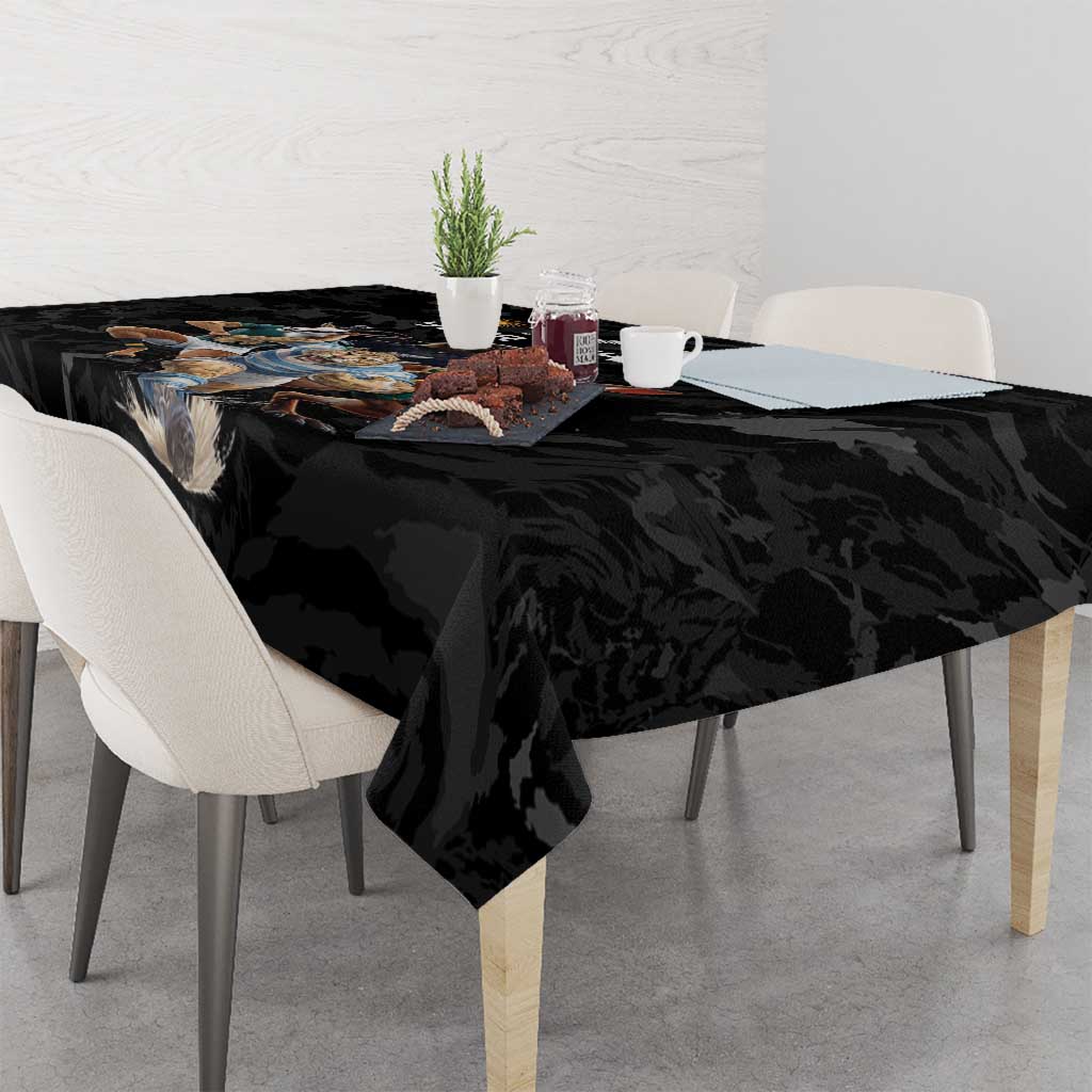 Custom Rugby Southern Hemisphere Tablecloth Argentina AUNZ South Africa Mascot Black - Polynesian Pride