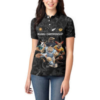 Custom Rugby Southern Hemisphere Women Polo Shirt Argentina AUNZ South Africa Mascot Black LT9 - Polynesian Pride