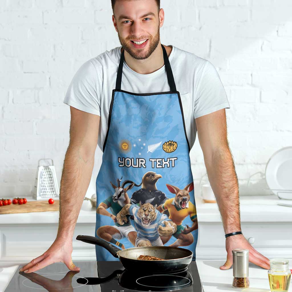 Custom Rugby Southern Hemisphere Apron Argentina AUNZ South Africa Mascot Blue - Polynesian Pride