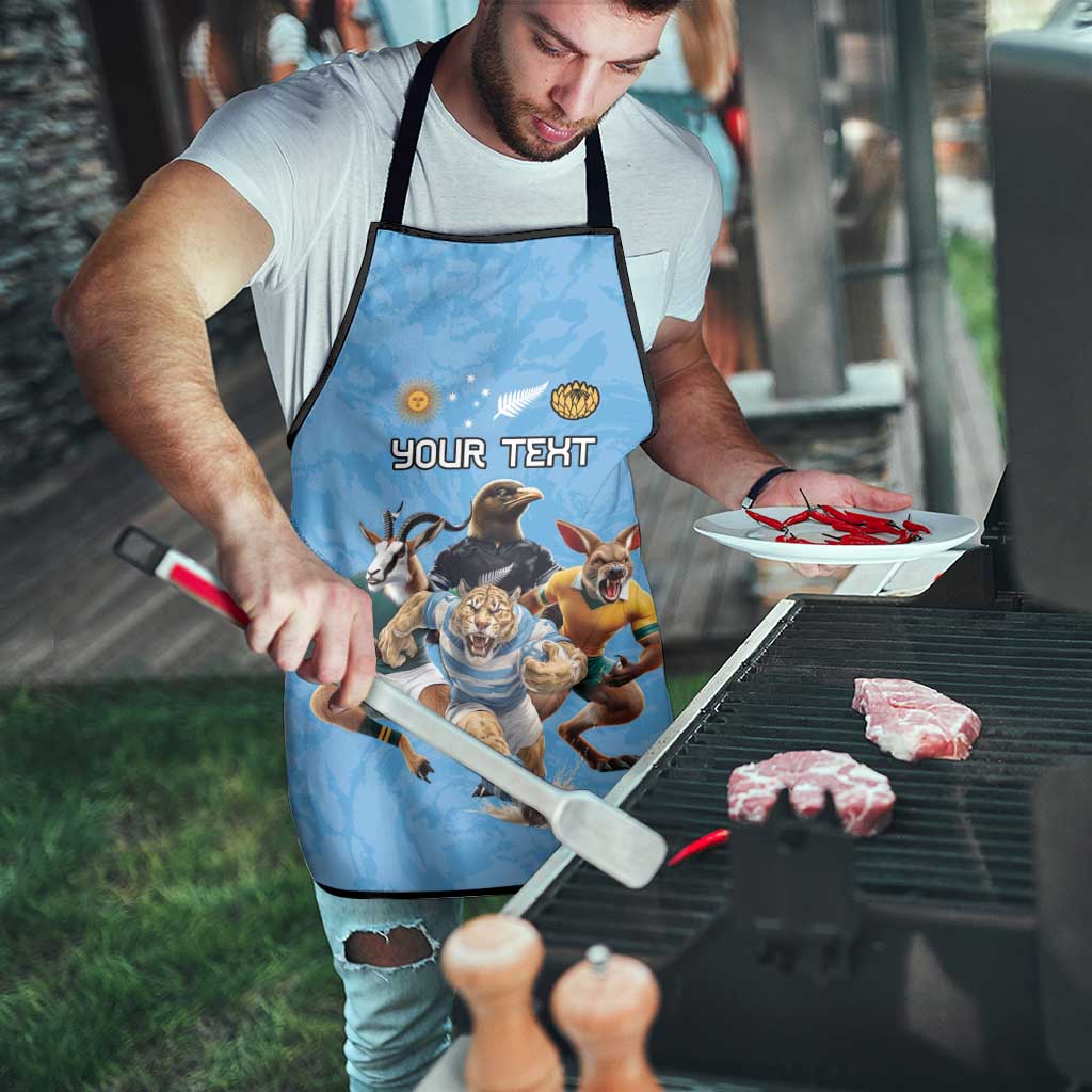 Custom Rugby Southern Hemisphere Apron Argentina AUNZ South Africa Mascot Blue - Polynesian Pride
