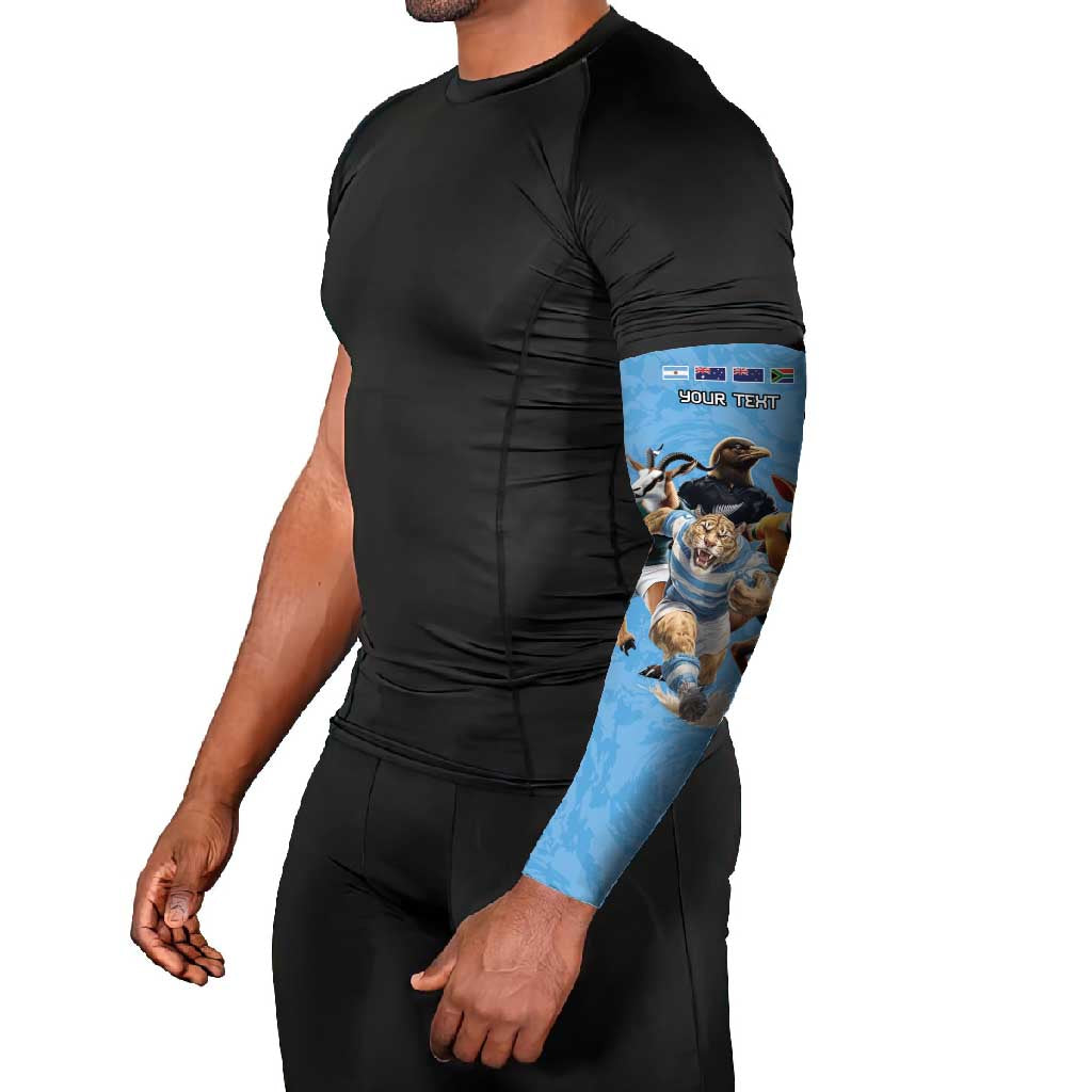 Custom Rugby Southern Hemisphere Arm Sleeves Argentina AUNZ South Africa Mascot Blue - Polynesian Pride