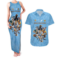 Custom Rugby Southern Hemisphere Couples Matching Tank Maxi Dress and Hawaiian Shirt Argentina AUNZ South Africa Mascot Blue LT9 Blue - Polynesian Pride