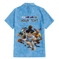 Custom Rugby Southern Hemisphere Family Matching Mermaid Dress and Hawaiian Shirt Argentina AUNZ South Africa Mascot Blue LT9 - Polynesian Pride