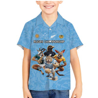 Custom Rugby Southern Hemisphere Family Matching Mermaid Dress and Hawaiian Shirt Argentina AUNZ South Africa Mascot Blue LT9 Son's Shirt Blue - Polynesian Pride