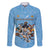 Custom Rugby Southern Hemisphere Family Matching Off The Shoulder Long Sleeve Dress and Hawaiian Shirt Argentina AUNZ South Africa Mascot Blue - Polynesian Pride