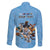 Custom Rugby Southern Hemisphere Family Matching Off The Shoulder Long Sleeve Dress and Hawaiian Shirt Argentina AUNZ South Africa Mascot Blue - Polynesian Pride