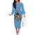 Custom Rugby Southern Hemisphere Family Matching Off The Shoulder Long Sleeve Dress and Hawaiian Shirt Argentina AUNZ South Africa Mascot Blue - Polynesian Pride