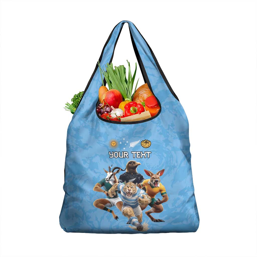 Custom Rugby Southern Hemisphere Grocery Bag Argentina AUNZ South Africa Mascot Blue - Polynesian Pride