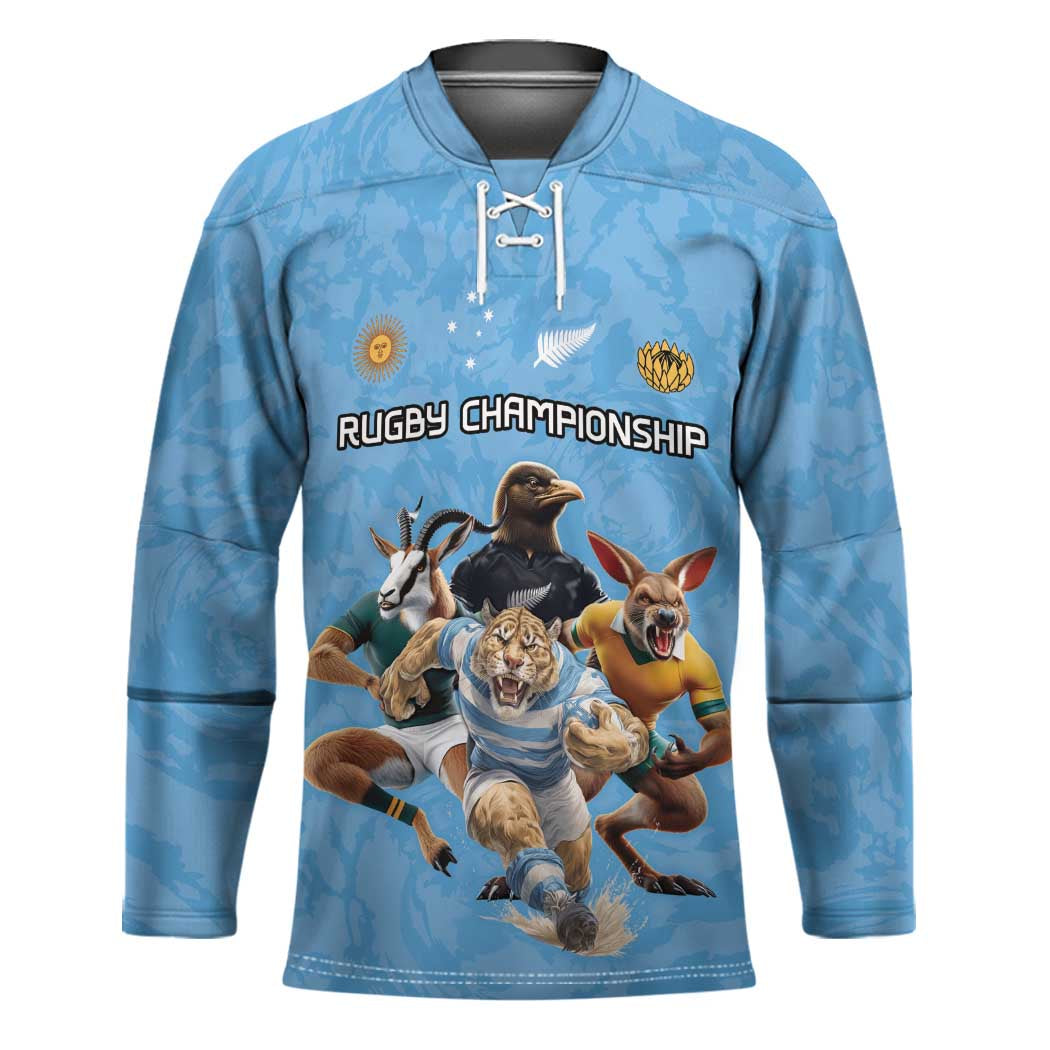 Custom Rugby Southern Hemisphere Hockey Jersey Argentina AUNZ South Africa Mascot Blue - Polynesian Pride