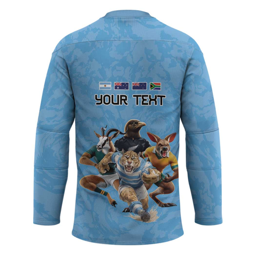 Custom Rugby Southern Hemisphere Hockey Jersey Argentina AUNZ South Africa Mascot Blue - Polynesian Pride
