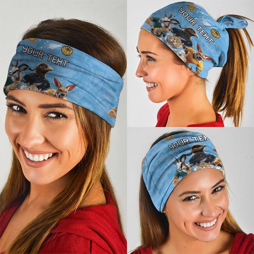Custom Rugby Southern Hemisphere Neck Gaiter Argentina AUNZ South Africa Mascot Blue - Polynesian Pride