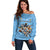 Custom Rugby Southern Hemisphere Off Shoulder Sweater Argentina AUNZ South Africa Mascot Blue - Polynesian Pride