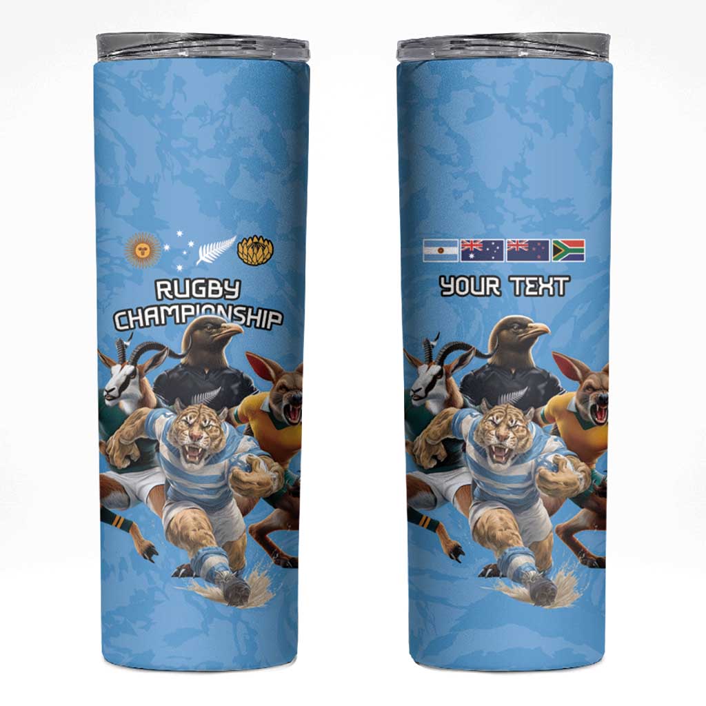 Custom Rugby Southern Hemisphere Skinny Tumbler Argentina AUNZ South Africa Mascot Blue LT9 Blue - Polynesian Pride