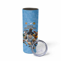 Custom Rugby Southern Hemisphere Skinny Tumbler Argentina AUNZ South Africa Mascot Blue LT9 - Polynesian Pride