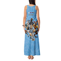 Custom Rugby Southern Hemisphere Tank Maxi Dress Argentina AUNZ South Africa Mascot Blue - Polynesian Pride