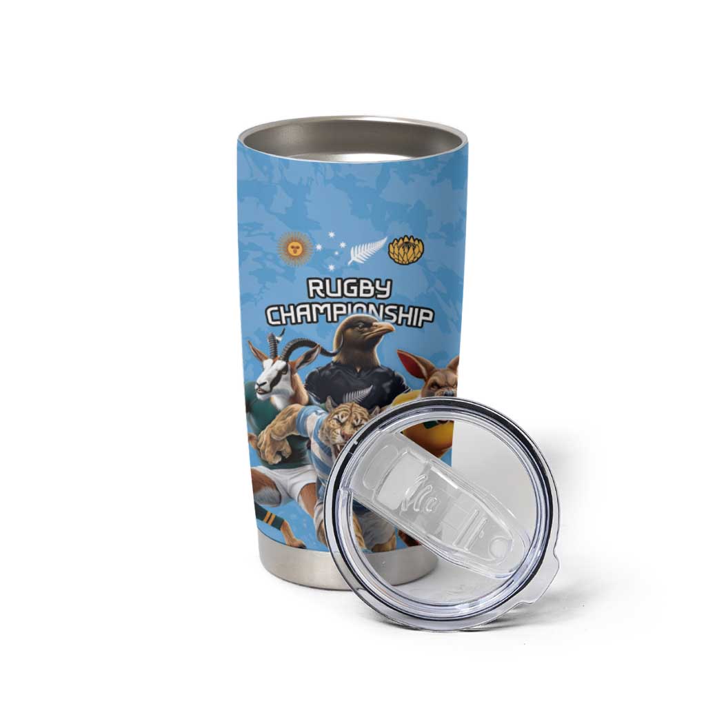 Custom Rugby Southern Hemisphere Tumbler Cup Argentina AUNZ South Africa Mascot Blue - Polynesian Pride