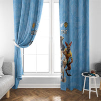 Custom Rugby Southern Hemisphere Window Curtain Argentina AUNZ South Africa Mascot Blue - Polynesian Pride