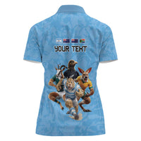 Custom Rugby Southern Hemisphere Women Polo Shirt Argentina AUNZ South Africa Mascot Blue LT9 - Polynesian Pride