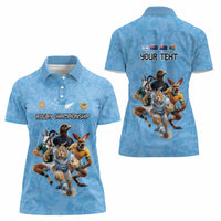Custom Rugby Southern Hemisphere Women Polo Shirt Argentina AUNZ South Africa Mascot Blue LT9 - Polynesian Pride