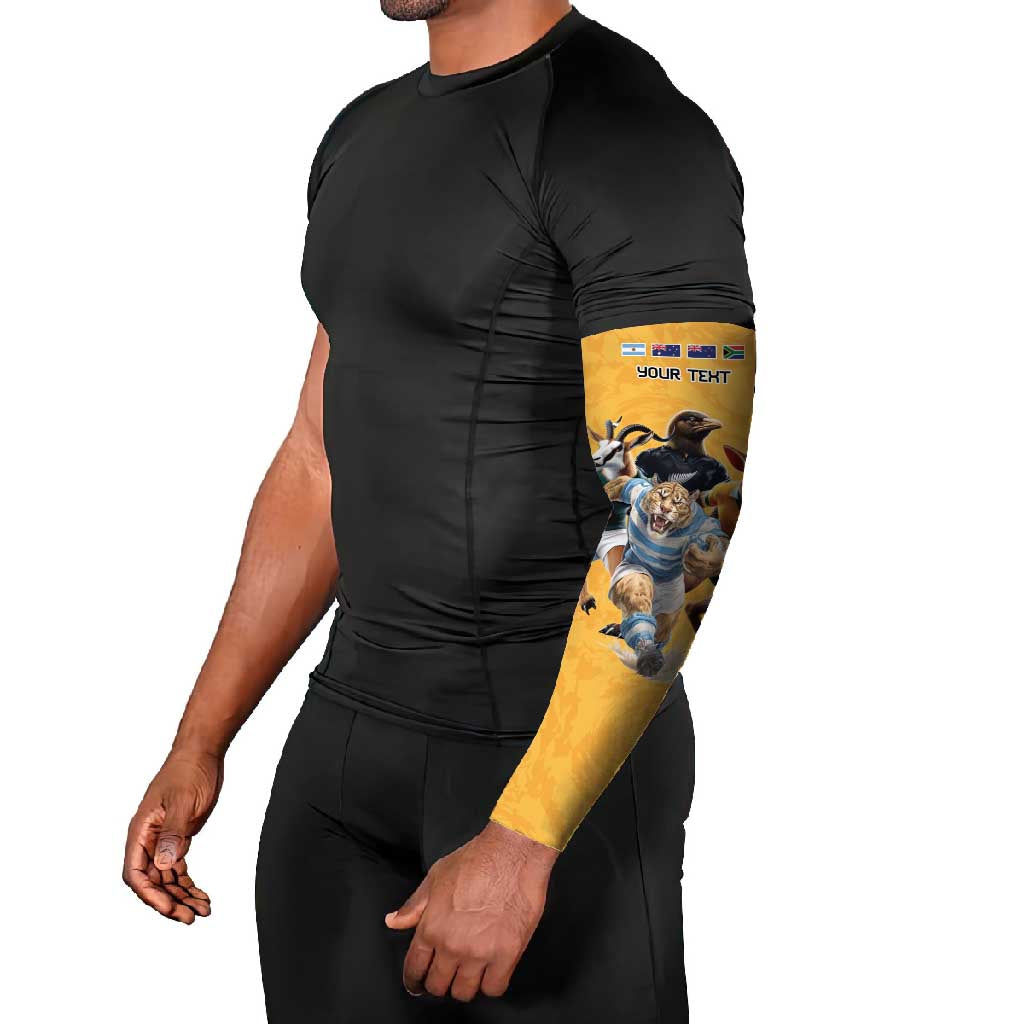 Custom Rugby Southern Hemisphere Arm Sleeves Argentina AUNZ South Africa Mascot Gold - Polynesian Pride