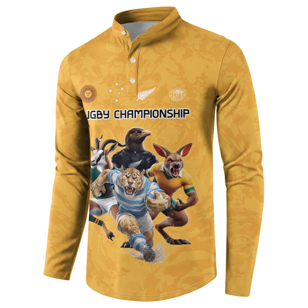 Custom Rugby Southern Hemisphere Button Sweatshirt Argentina AUNZ South Africa Mascot Gold - Polynesian Pride