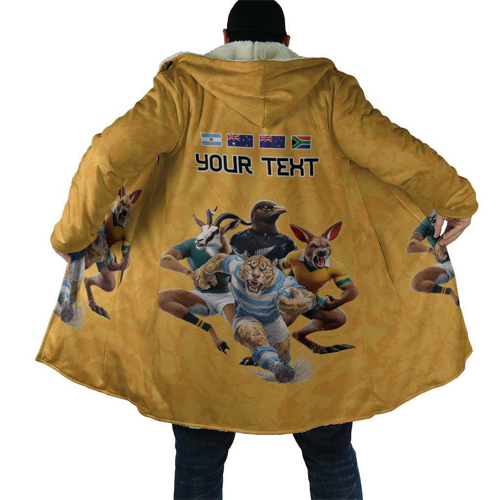 Custom Rugby Southern Hemisphere Cloak Argentina AUNZ South Africa Mascot Gold - Polynesian Pride