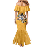 Custom Rugby Southern Hemisphere Family Matching Mermaid Dress and Hawaiian Shirt Argentina AUNZ South Africa Mascot Gold LT9 - Polynesian Pride
