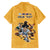 Custom Rugby Southern Hemisphere Family Matching Off The Shoulder Long Sleeve Dress and Hawaiian Shirt Argentina AUNZ South Africa Mascot Gold - Polynesian Pride