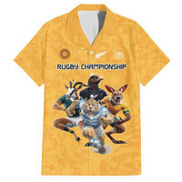 Custom Rugby Southern Hemisphere Family Matching Summer Maxi Dress and Hawaiian Shirt Argentina AUNZ South Africa Mascot Gold LT9 Dad's Shirt - Short Sleeve Gold - Polynesian Pride