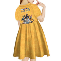 Custom Rugby Southern Hemisphere Kid Short Sleeve Dress Argentina AUNZ South Africa Mascot Gold - Polynesian Pride