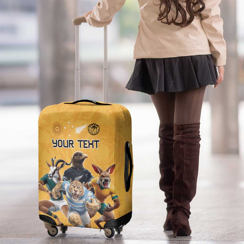 Custom Rugby Southern Hemisphere Luggage Cover Argentina AUNZ South Africa Mascot Gold - Polynesian Pride