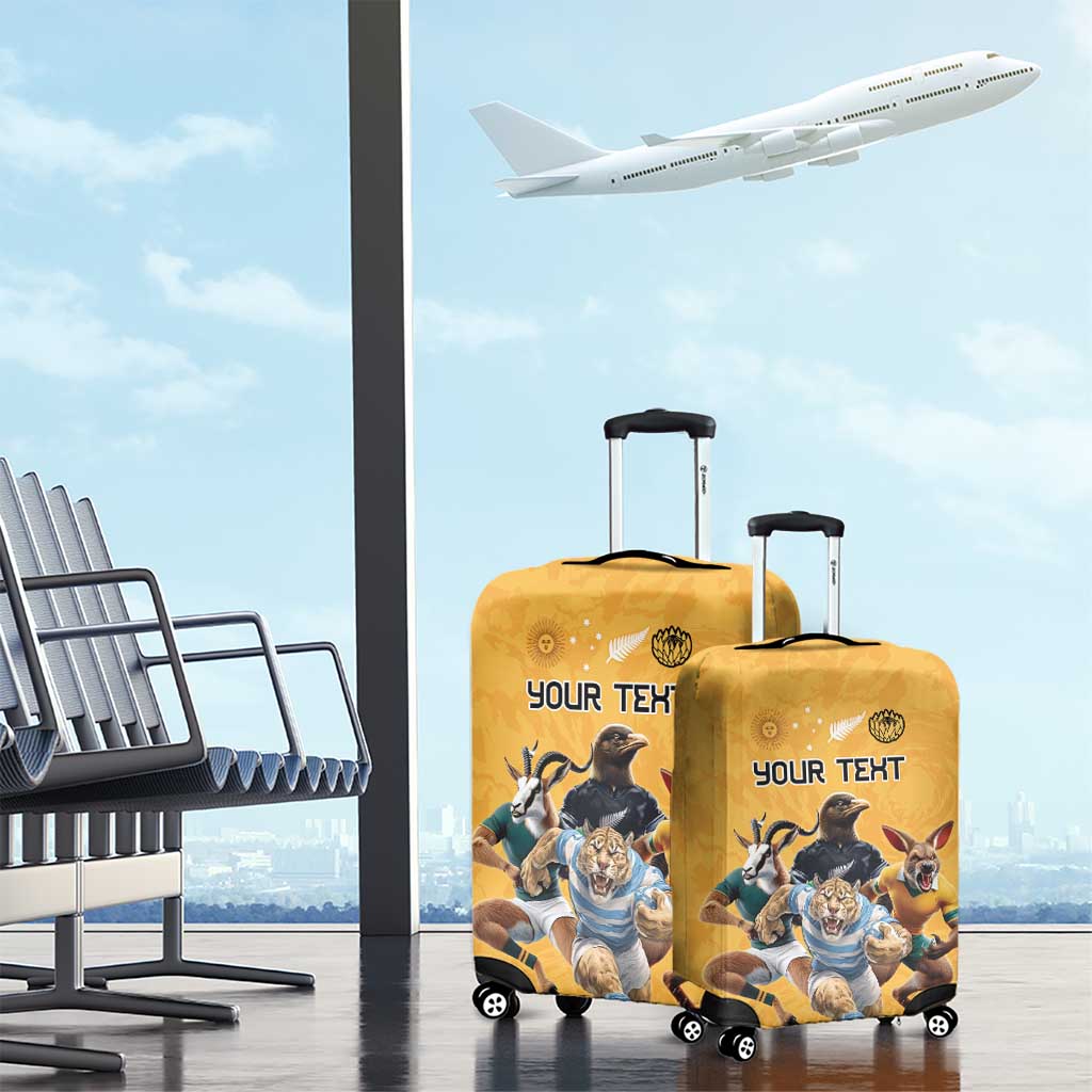 Custom Rugby Southern Hemisphere Luggage Cover Argentina AUNZ South Africa Mascot Gold - Polynesian Pride