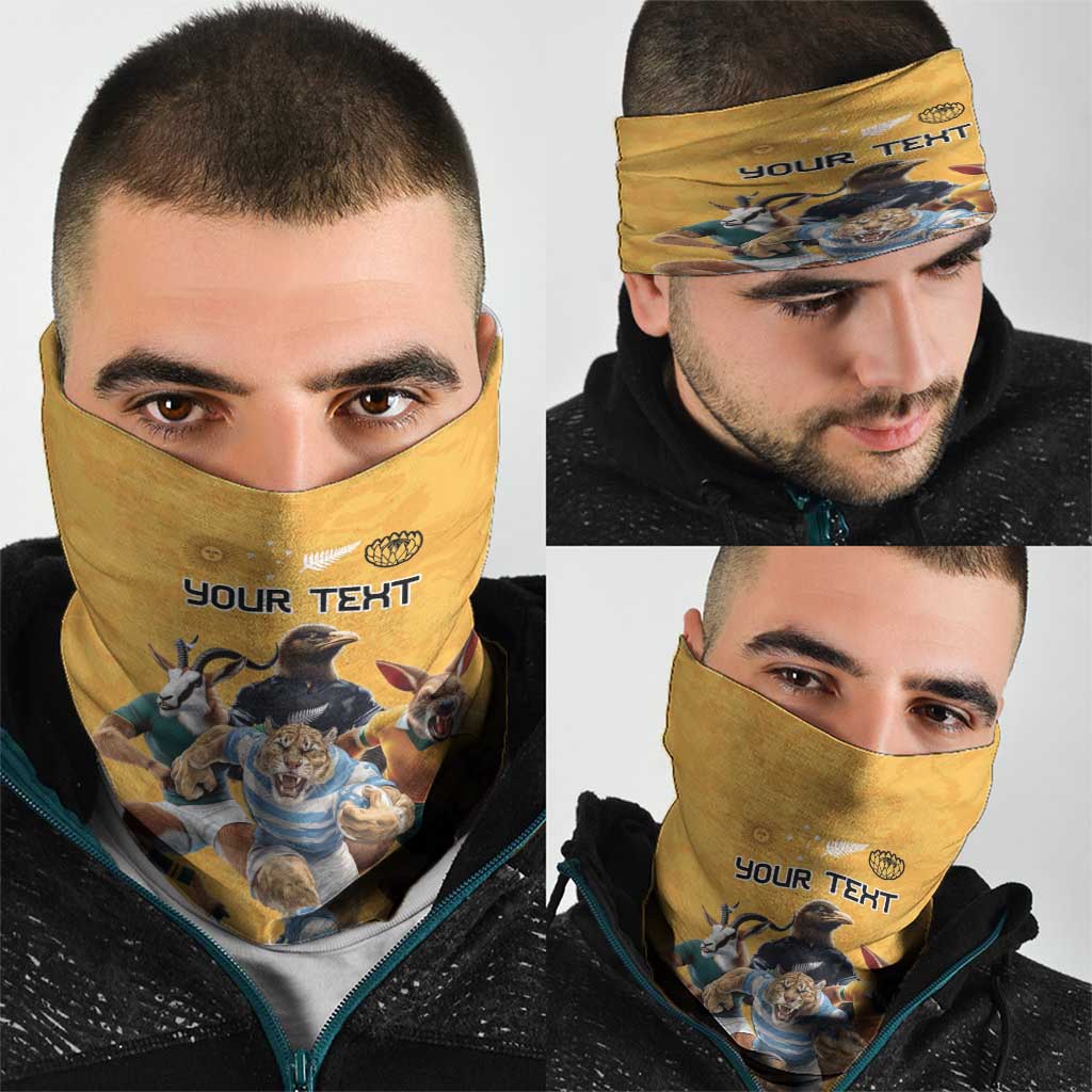 Custom Rugby Southern Hemisphere Neck Gaiter Argentina AUNZ South Africa Mascot Gold - Polynesian Pride