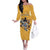 Custom Rugby Southern Hemisphere Off The Shoulder Long Sleeve Dress Argentina AUNZ South Africa Mascot Gold - Polynesian Pride