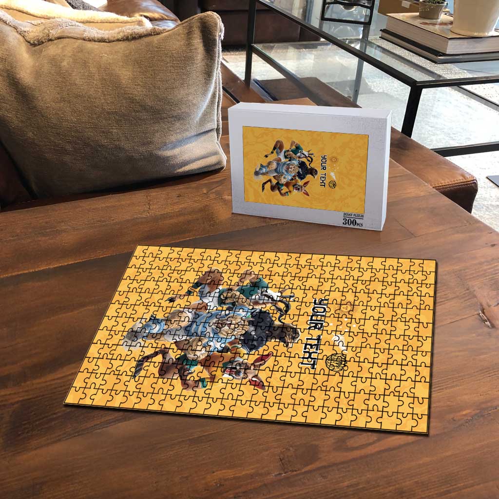 Custom Rugby Southern Hemisphere Puzzle Argentina AUNZ South Africa Mascot Gold - Polynesian Pride