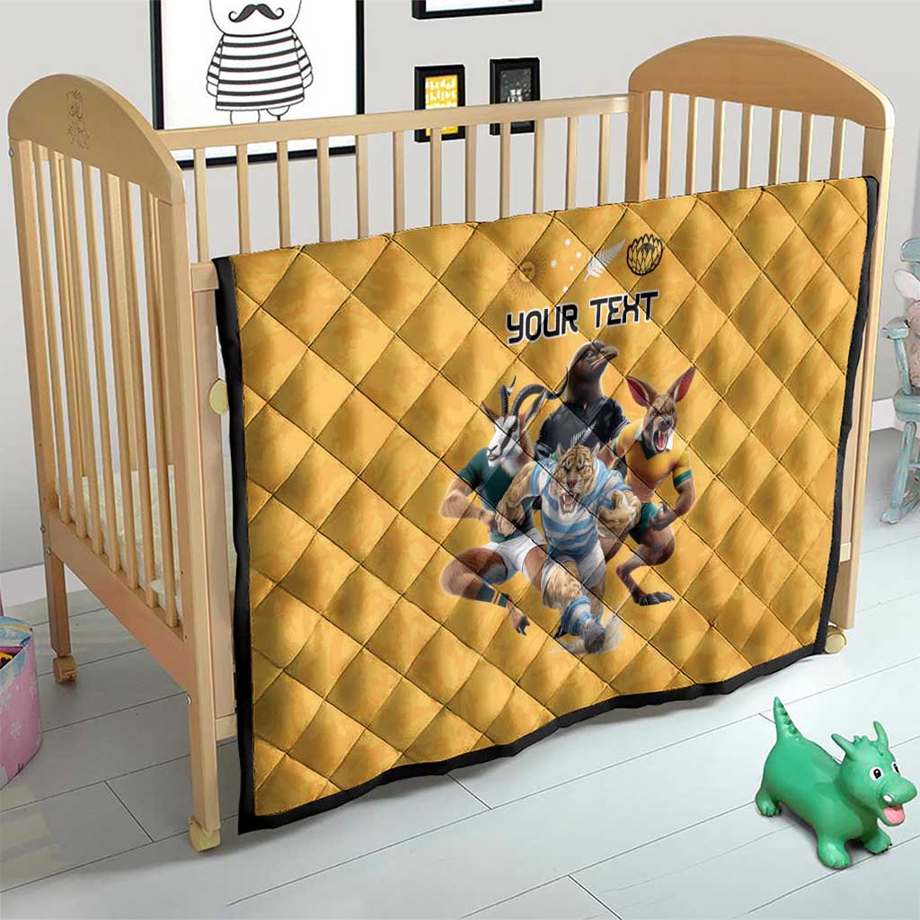 Custom Rugby Southern Hemisphere Quilt Argentina AUNZ South Africa Mascot Gold - Polynesian Pride