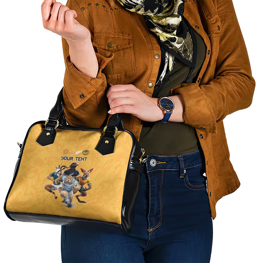 Custom Rugby Southern Hemisphere Shoulder Handbag Argentina AUNZ South Africa Mascot Gold - Polynesian Pride