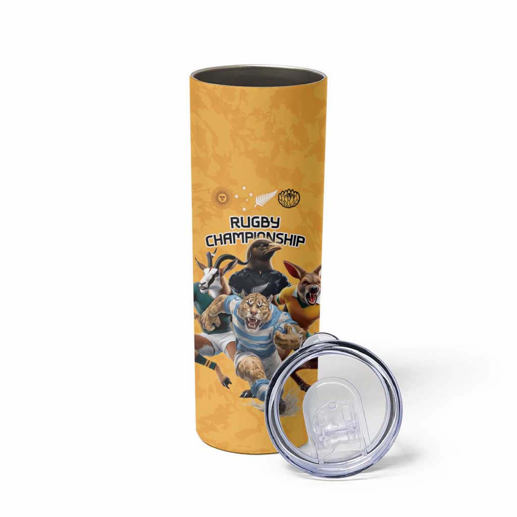 Custom Rugby Southern Hemisphere Skinny Tumbler Argentina AUNZ South Africa Mascot Gold LT9 - Polynesian Pride