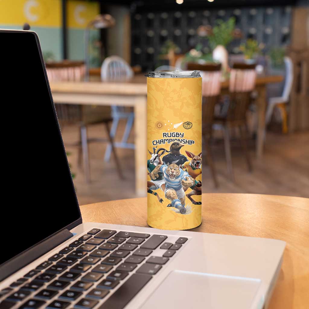 Custom Rugby Southern Hemisphere Skinny Tumbler Argentina AUNZ South Africa Mascot Gold LT9 - Polynesian Pride