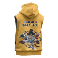 Custom Rugby Southern Hemisphere Sleeveless Zip Hoodie Argentina AUNZ South Africa Mascot Gold LT9 - Polynesian Pride