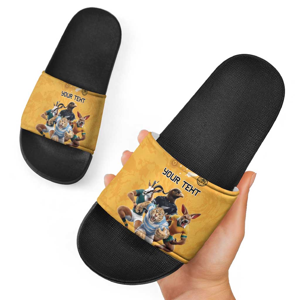 Custom Rugby Southern Hemisphere Slide Sandals Argentina AUNZ South Africa Mascot Gold - Polynesian Pride