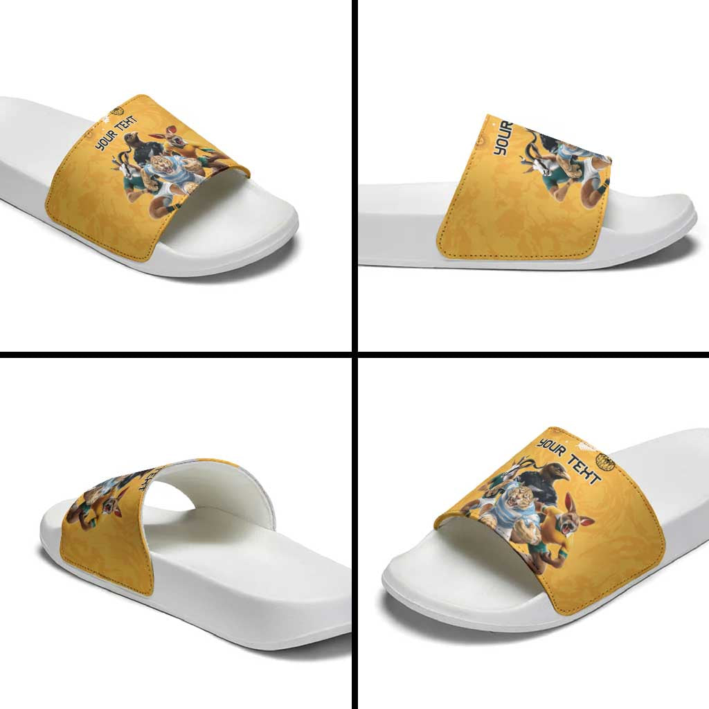 Custom Rugby Southern Hemisphere Slide Sandals Argentina AUNZ South Africa Mascot Gold - Polynesian Pride