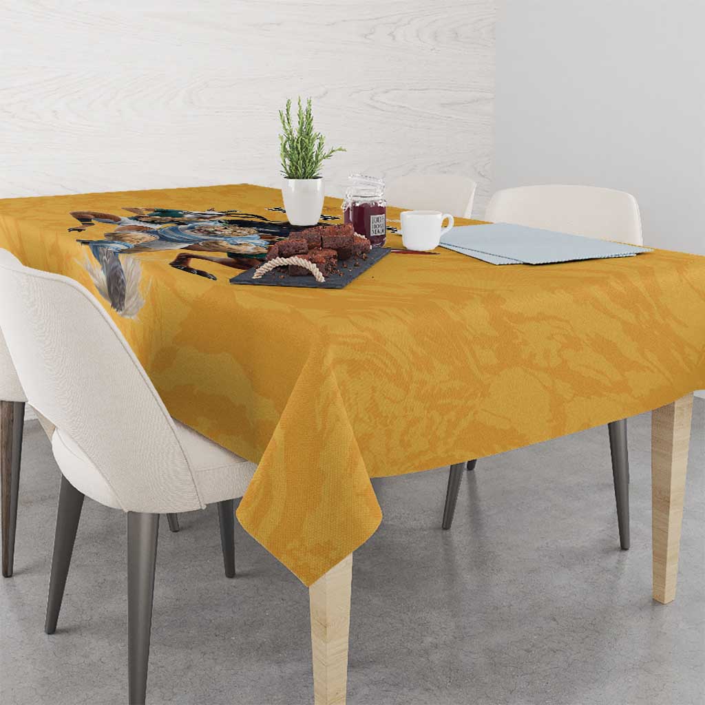 Custom Rugby Southern Hemisphere Tablecloth Argentina AUNZ South Africa Mascot Gold - Polynesian Pride