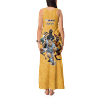 Custom Rugby Southern Hemisphere Tank Maxi Dress Argentina AUNZ South Africa Mascot Gold - Polynesian Pride