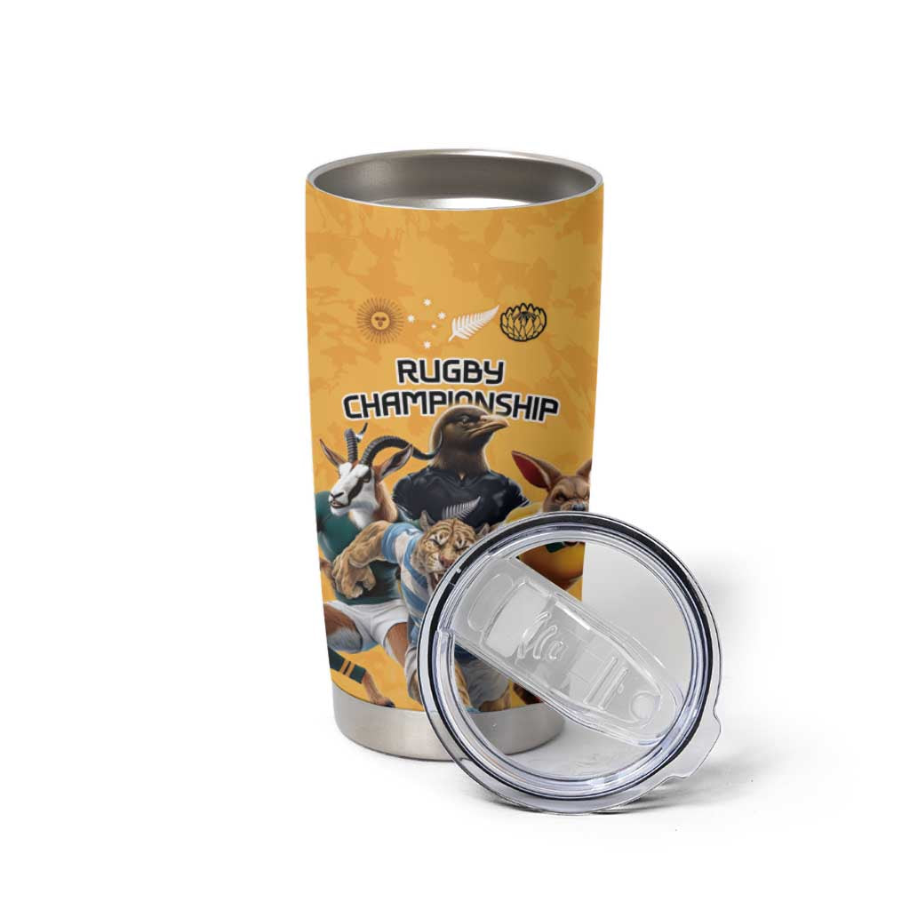 Custom Rugby Southern Hemisphere Tumbler Cup Argentina AUNZ South Africa Mascot Gold - Polynesian Pride