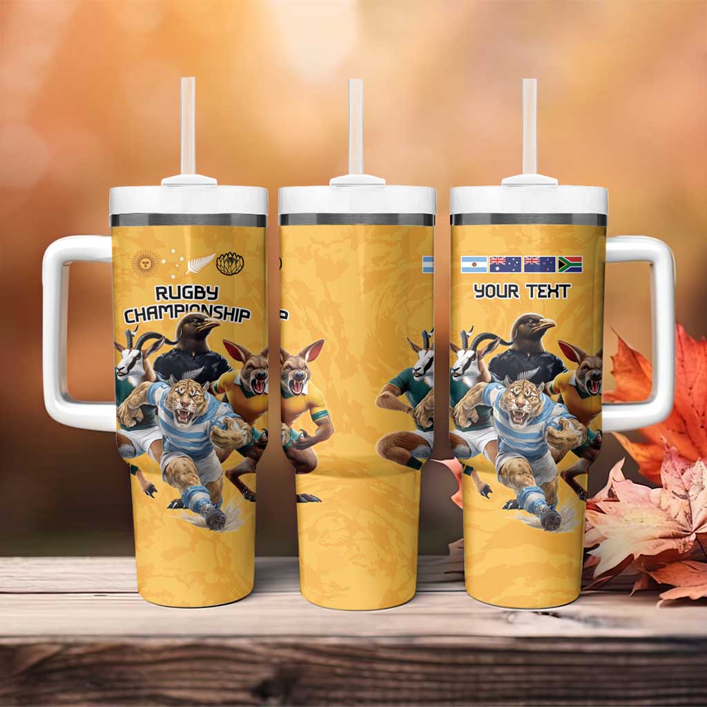 Custom Rugby Southern Hemisphere Tumbler With Handle Argentina AUNZ South Africa Mascot Gold - Polynesian Pride