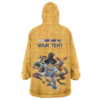 Custom Rugby Southern Hemisphere Wearable Blanket Hoodie Argentina AUNZ South Africa Mascot Gold LT9 - Polynesian Pride