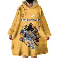 Custom Rugby Southern Hemisphere Wearable Blanket Hoodie Argentina AUNZ South Africa Mascot Gold LT9 - Polynesian Pride